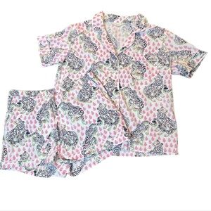 Printfresh Tiger Queen Short Sleeve Short Sleep Set French Rose Organic Cotton